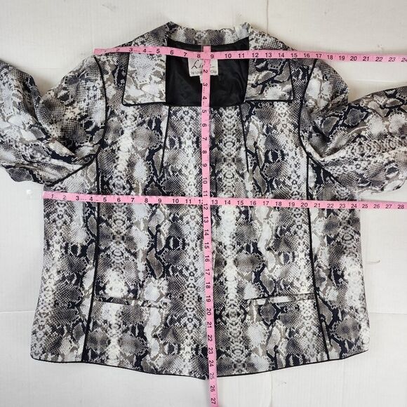 Linea by Louis Dell'Olio Blazer Grey Snakeskin Cotton Jacket Animal Print Sz 1X - Picture 7 of 16